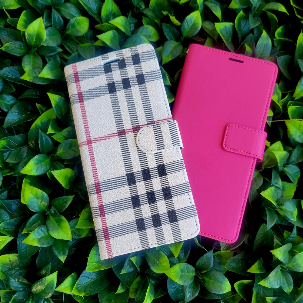 2  For $15.00 Brand New! Stylish Plaid and Pink Phone Cases.